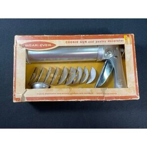 Vintage Wear Ever Aluminum Cookie Gun and Pastry Decorator with Discs & Tips